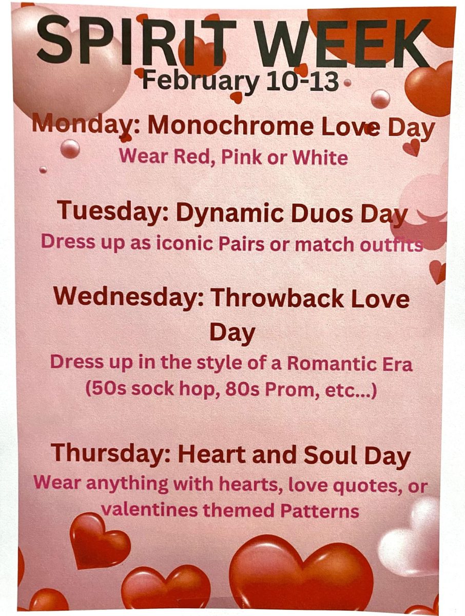 The most recent spirit week themes and dates.